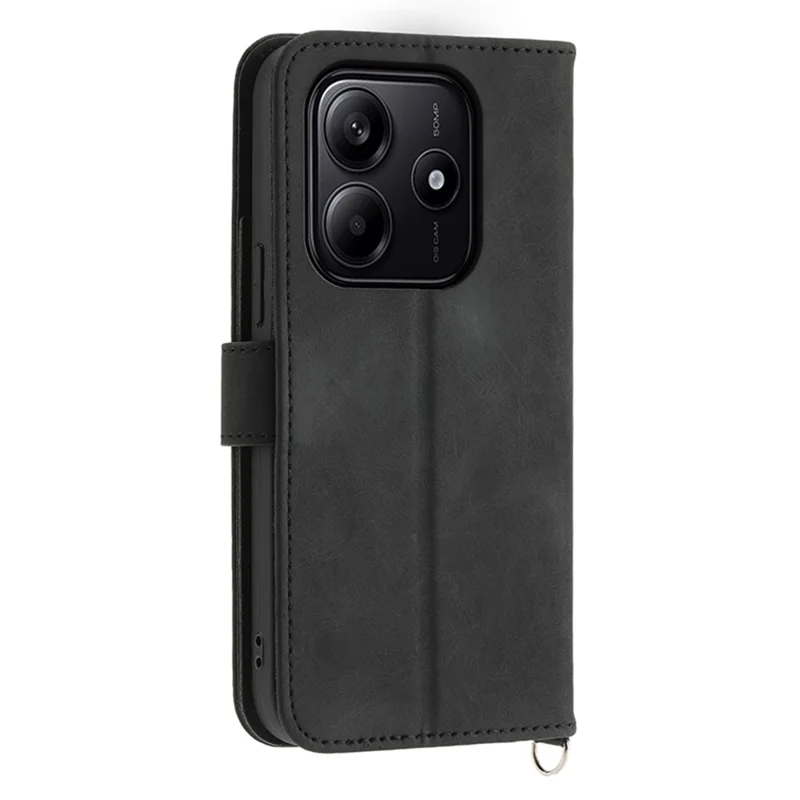 For Xiaomi Redmi Note 14 5G Case Flower Pattern PU Leather Wallet Phone Cover with Strap - Black
