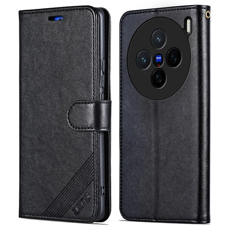 Capa para vivo X200 5G da AZNS, em couro PU antirrisco com suporte e carteira - Preto