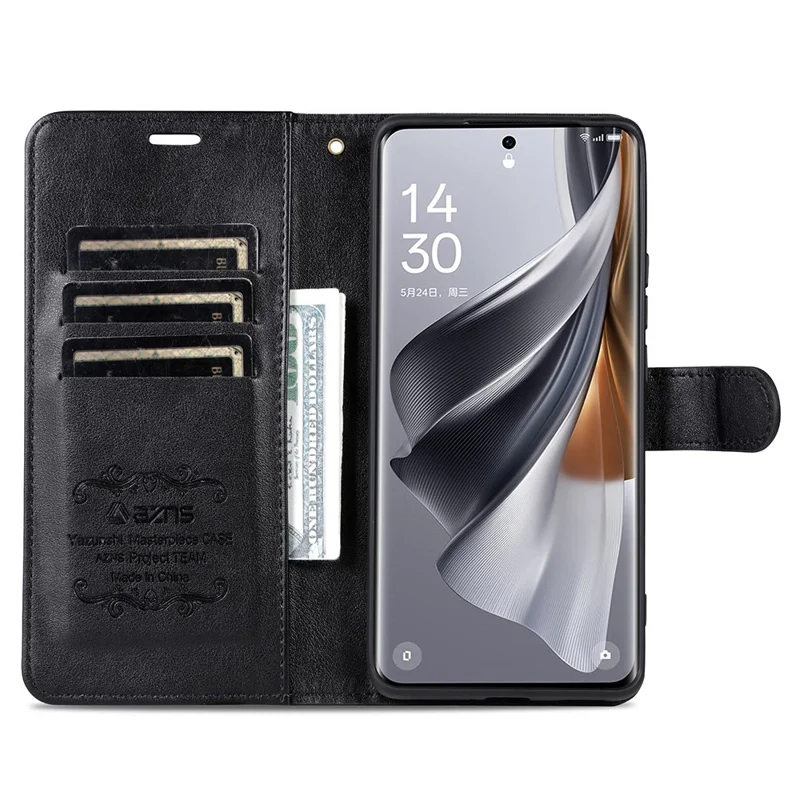 Capa para vivo X200 Pro 5G da AZNS - Preta, em couro sintético, anti-arranhões, com suporte e carteira.