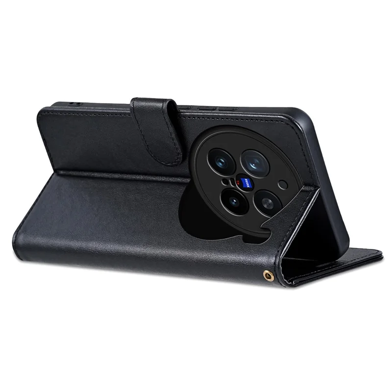 Capa para vivo X200 Pro 5G da AZNS - Preta, em couro sintético, anti-arranhões, com suporte e carteira.