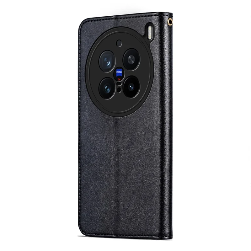 Capa para vivo X200 Pro 5G da AZNS - Preta, em couro sintético, anti-arranhões, com suporte e carteira.