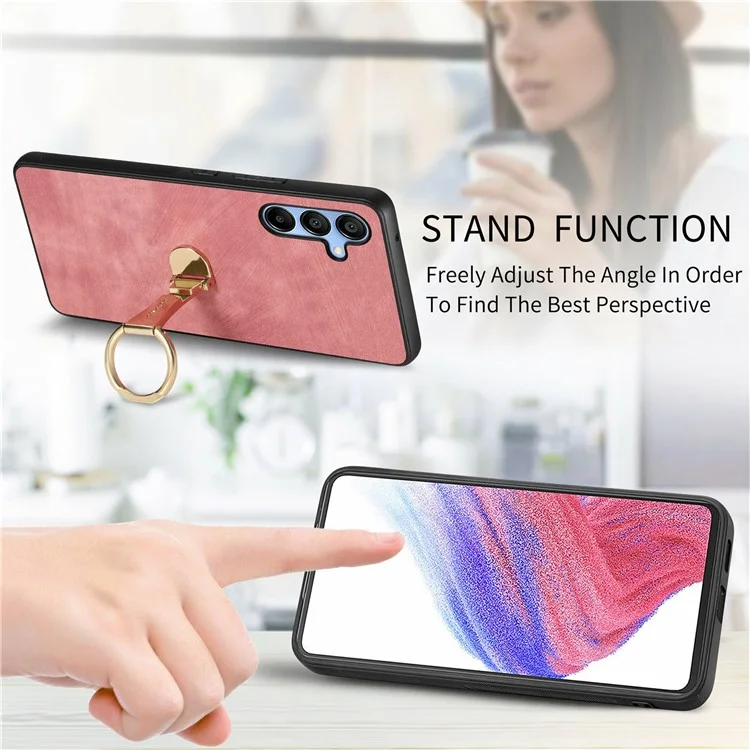 CASENEO D22 Funda para Samsung Galaxy A16 4G / 5G Plegable con Soporte Retro de Cuero Trasero - Rosa