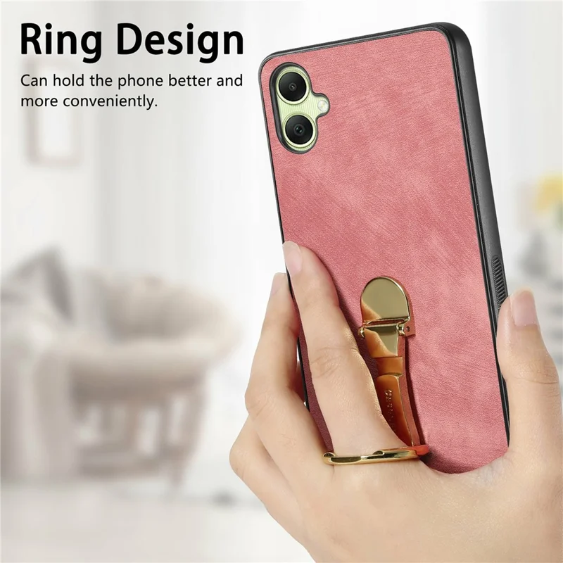 CASENEO D22 For Samsung Galaxy A06 4G Case Folding Kickstand Retro Leather Back Phone Cover - Pink
