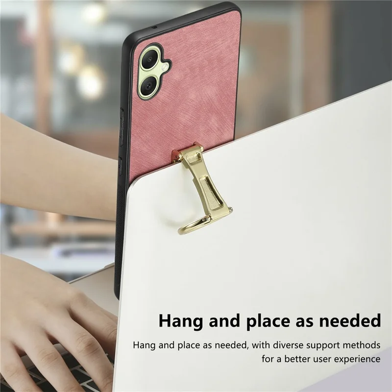 CASENEO D22 For Samsung Galaxy A06 4G Case Folding Kickstand Retro Leather Back Phone Cover - Pink