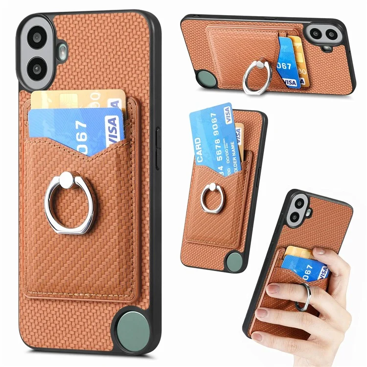For Nothing CMF Phone 1 Case Card Slots Ring Holder Kickstand Phone Cover - Braun
