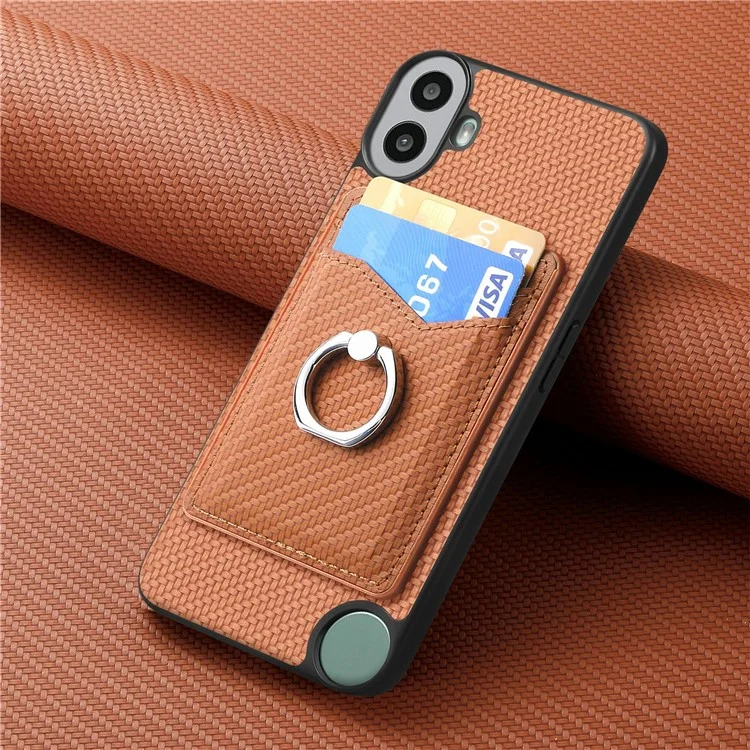 For Nothing CMF Phone 1 Case Card Slots Ring Holder Kickstand Phone Cover - Braun