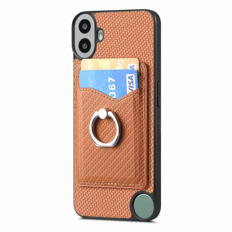 For Nothing CMF Phone 1 Case Card Slots Ring Holder Kickstand Phone Cover - Braun