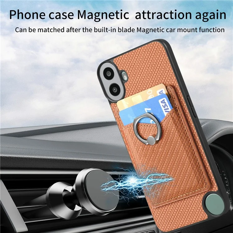 For Nothing CMF Phone 1 Case Card Slots Ring Holder Kickstand Phone Cover - Braun