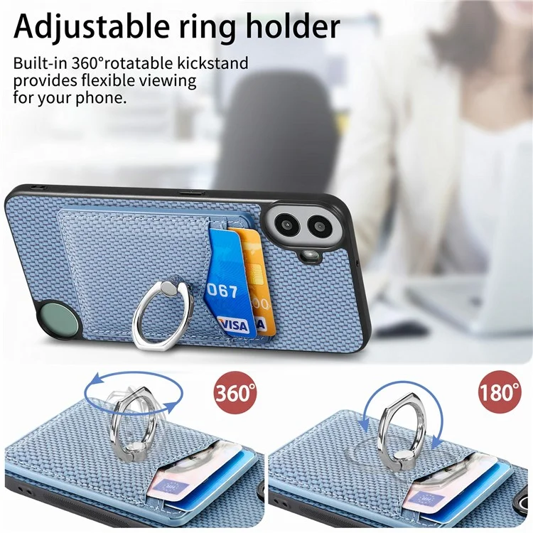 For Nothing CMF Phone 1 Case Card Slots Ring Holder Kickstand Phone Cover - Braun