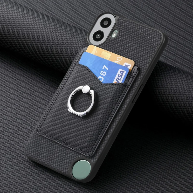For Nothing CMF Phone 1 Case Card Slots Ring Holder Kickstand Phone Cover - Black