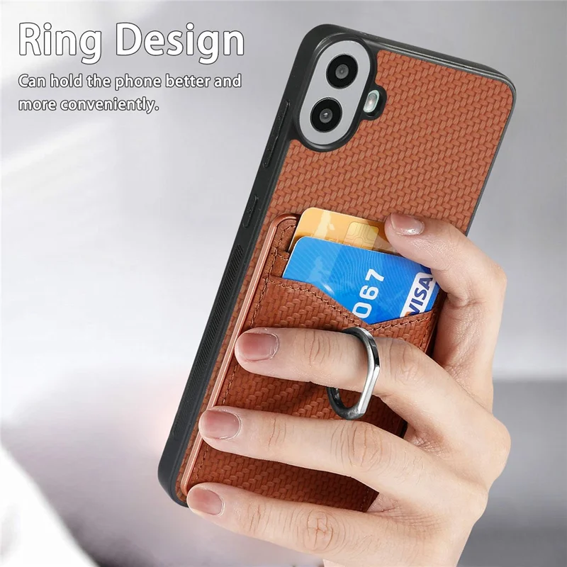 For Nothing CMF Phone 1 Case Card Slots Ring Holder Kickstand Phone Cover - Black