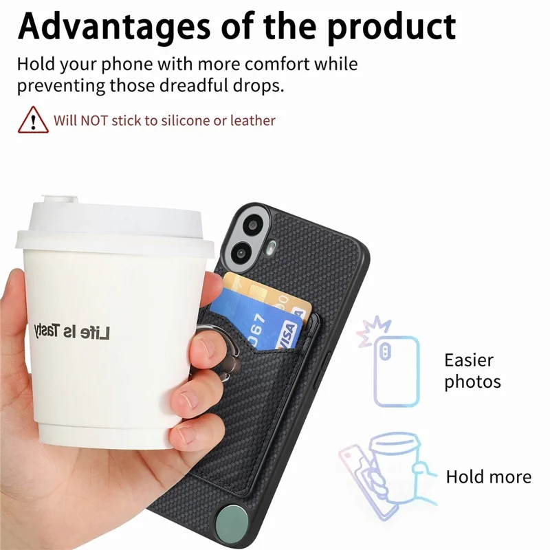 For Nothing CMF Phone 1 Case Card Slots Ring Holder Kickstand Phone Cover - Black