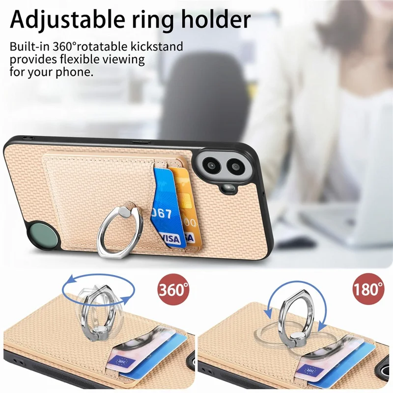 For Nothing CMF Phone 1 Case Card Slots Ring Holder Kickstand Phone Cover - Black