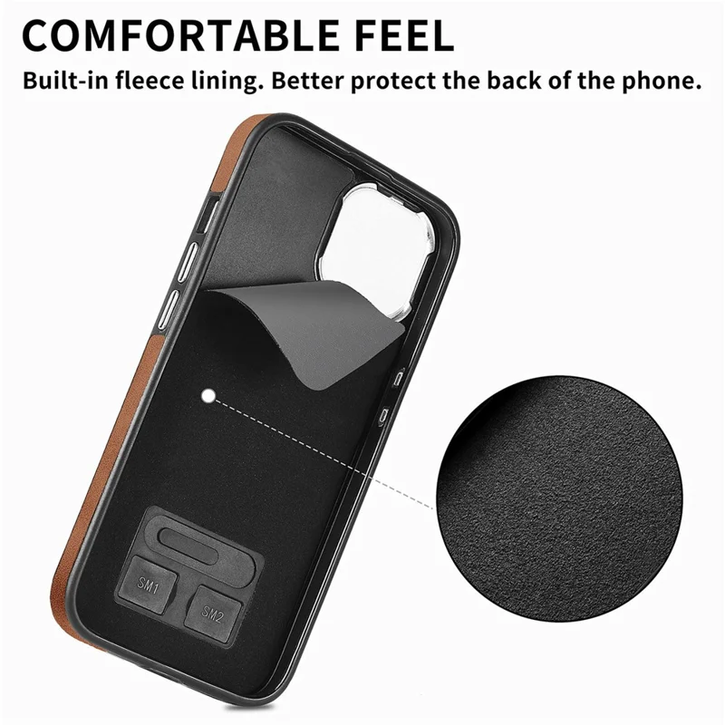 For iPhone 16 Plus Case Ring Kickstand Leather Coated TPU Back Cover with Card Holder - Brown