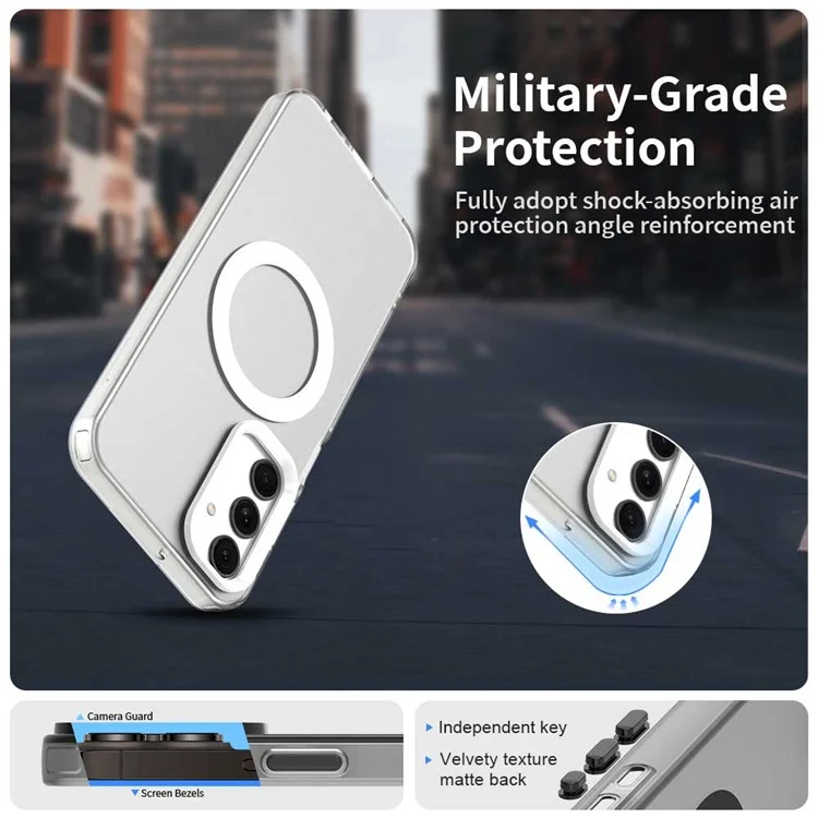 Para Samsung Galaxy A25 5G (Global) (161,0 x 76,5 x 8,3 mm) Caso Compatível com MagSafe PC+TPU+PET Anti-Drop Phone Cover - Branco