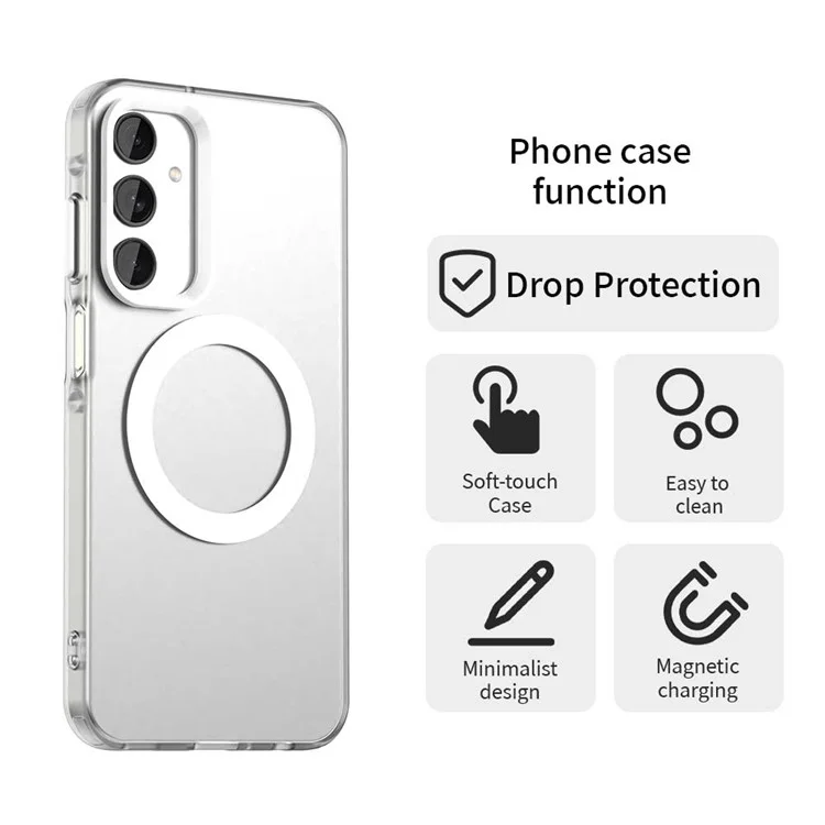 Para Samsung Galaxy A25 5G (Global) (161,0 x 76,5 x 8,3 mm) Caso Compatível com MagSafe PC+TPU+PET Anti-Drop Phone Cover - Branco
