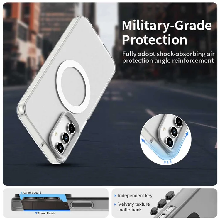 Per Samsung Galaxy A15 4G / 5G Custodia Compatibile con MagSafe PC+TPU+PET Anti-Drop Cover per Telefono - Bianco