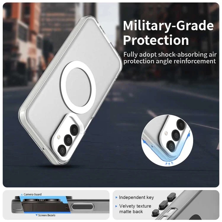 Coque compatible avec Samsung Galaxy M15 5G / F15 5G avec MagSafe, en PC+TPU+PET, anti-chute - Blanc