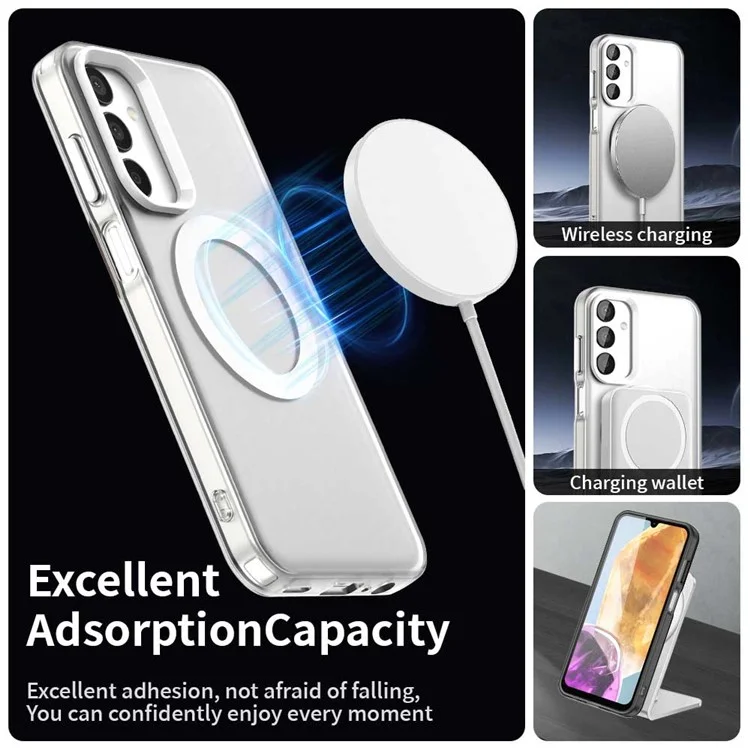 Coque compatible avec Samsung Galaxy M15 5G / F15 5G avec MagSafe, en PC+TPU+PET, anti-chute - Blanc