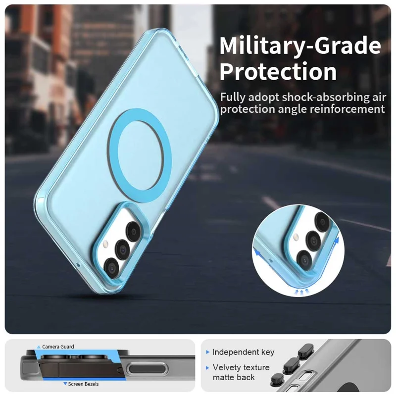 For Samsung Galaxy M15 5G / F15 5G Case Compatible with MagSafe PC+TPU+PET Anti-Drop Phone Cover - Blue