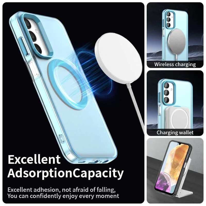For Samsung Galaxy M15 5G / F15 5G Case Compatible with MagSafe PC+TPU+PET Anti-Drop Phone Cover - Blue