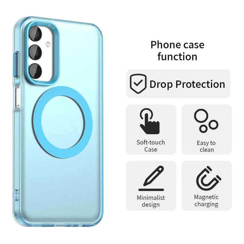For Samsung Galaxy M15 5G / F15 5G Case Compatible with MagSafe PC+TPU+PET Anti-Drop Phone Cover - Blue