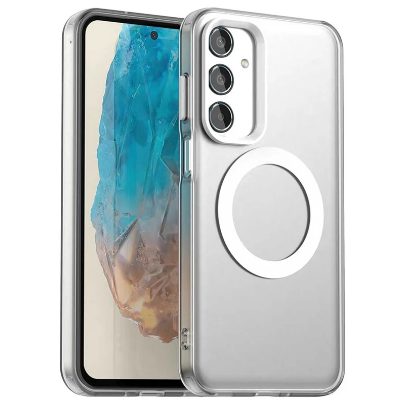 For Samsung Galaxy M35 5G Case Compatible with MagSafe PC+TPU+PET Anti-Drop Phone Cover - White