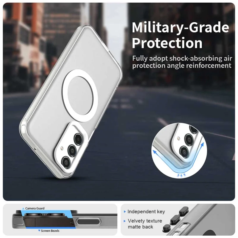 For Samsung Galaxy M35 5G Case Compatible with MagSafe PC+TPU+PET Anti-Drop Phone Cover - White