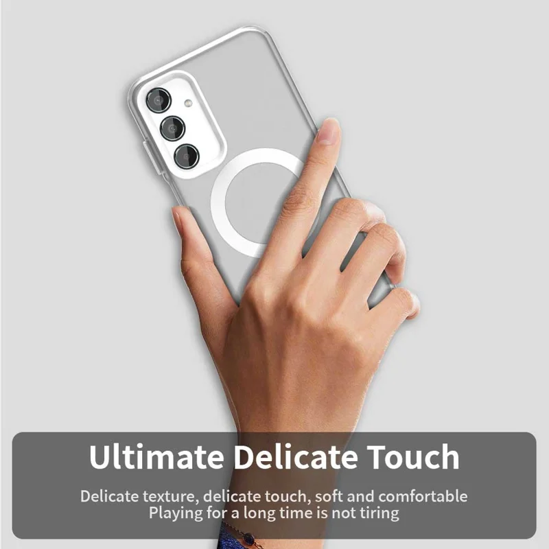 For Samsung Galaxy M35 5G Case Compatible with MagSafe PC+TPU+PET Anti-Drop Phone Cover - White