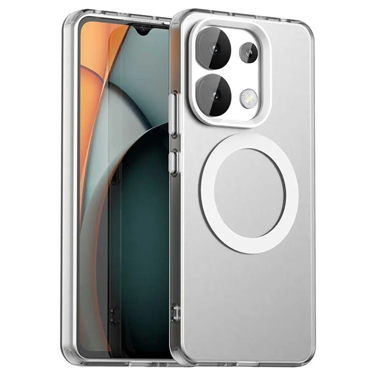 For Xiaomi Redmi Note 13 4G Case Compatible with MagSafe PC+TPU+PET Anti-Drop Phone Cover - White
