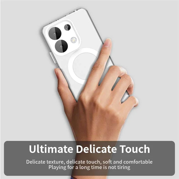 For Xiaomi Redmi Note 13 4G Case Compatible with MagSafe PC+TPU+PET Anti-Drop Phone Cover - White