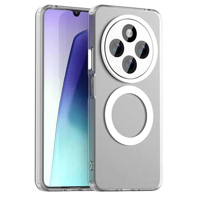 For Xiaomi Poco C75 4G / Redmi 14R 5G / 14C 4G Case Compatible with MagSafe PC+TPU+PET Anti-Drop Phone Cover - White