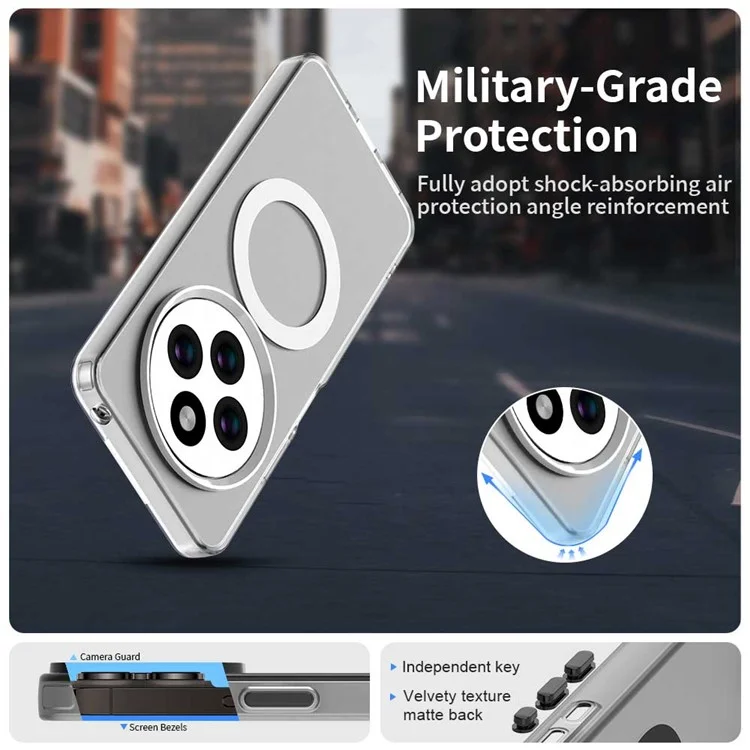 For Xiaomi Poco C75 4G / Redmi 14R 5G / 14C 4G Case Compatible with MagSafe PC+TPU+PET Anti-Drop Phone Cover - White