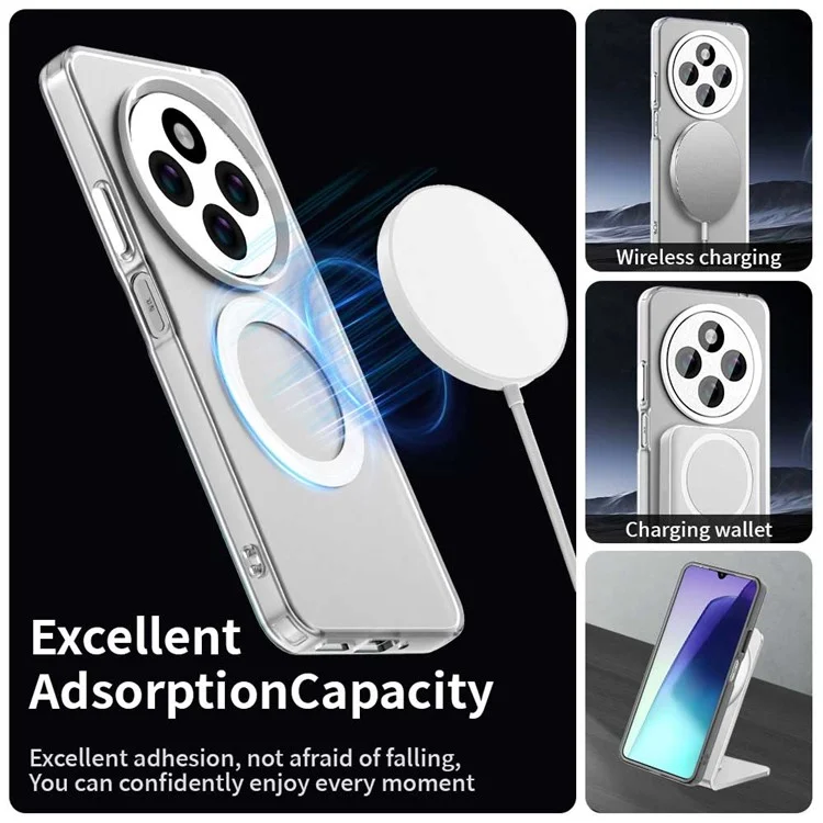 For Xiaomi Poco C75 4G / Redmi 14R 5G / 14C 4G Case Compatible with MagSafe PC+TPU+PET Anti-Drop Phone Cover - White