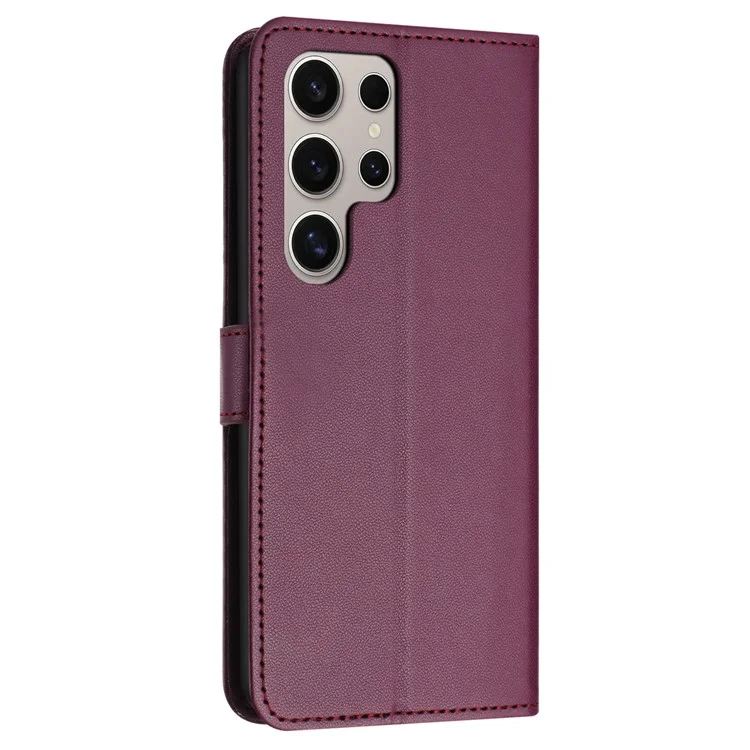 Für Samsung Galaxy S25 Ultra Wallet Phone Case Leather Stand Cover mit Gurt - Lila