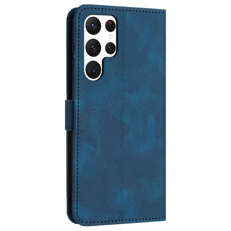 Voor Samsung Galaxy S25 Ultra Leren Hoesje Effen Kleur Portemonnee Beschermend Telefoonhoesje - Blauw