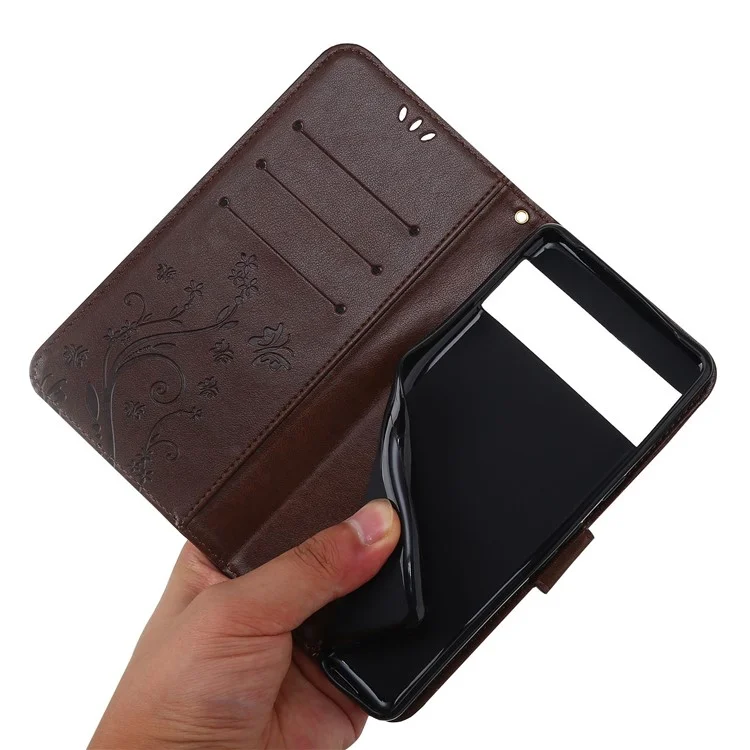 Para Google Pixel 7 5G Anti-scratch Pole Telep Cover Billet de la Billetera PU Impresión de Cuero Butterflies Butterflies Celular - Marrón