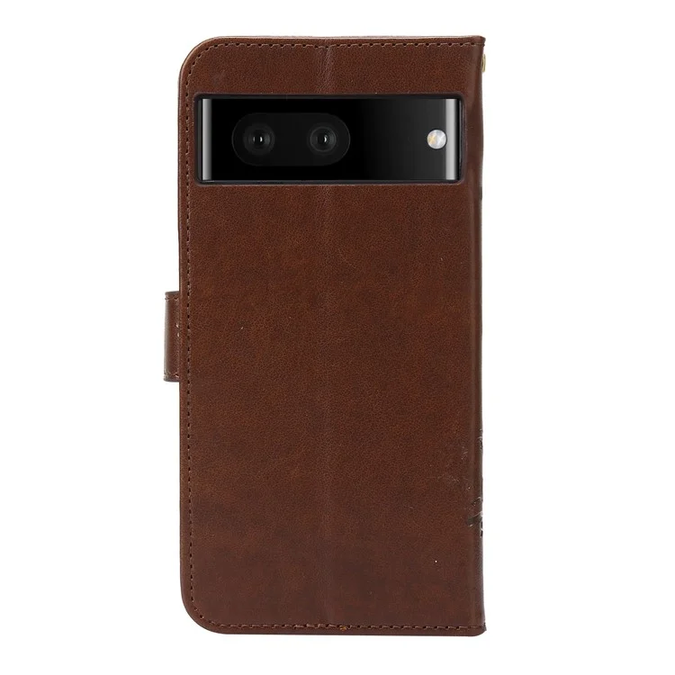 Para Google Pixel 7 5G Anti-scratch Pole Telep Cover Billet de la Billetera PU Impresión de Cuero Butterflies Butterflies Celular - Marrón