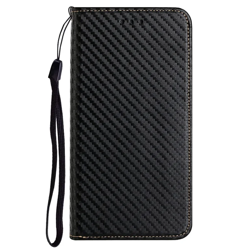 Samsung Galaxy S25 Ultra-hoesje met carbonvezelstructuur, portemonnee- en standaardhoes - Zwart