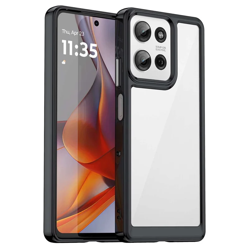 For Motorola Moto G75 5G Case TPU+Acrylic Protective Clear Phone Cover - Black