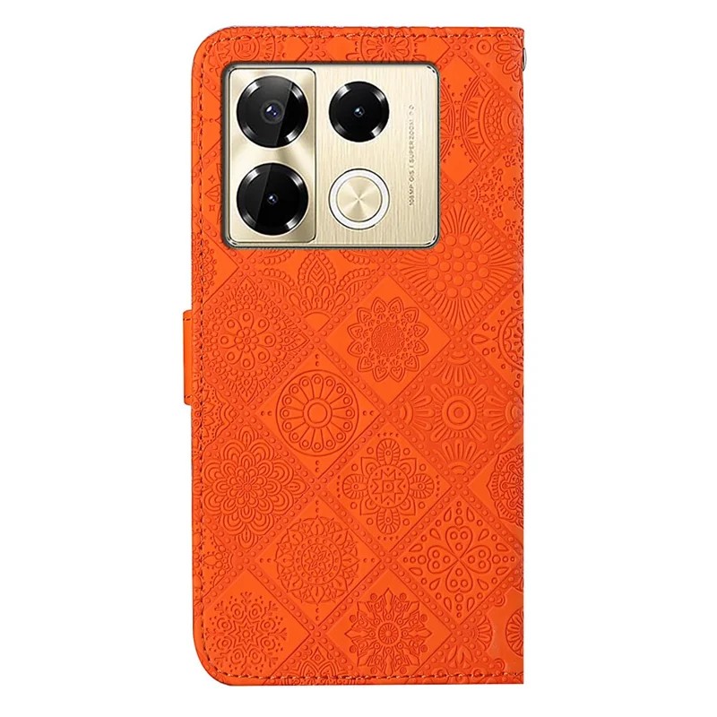 For Infinix Note 40 Pro 4G  /  5G  /  40 Pro+ Case Leather Case Ethnic Style Wallet Phone Cover with Strap - Orange