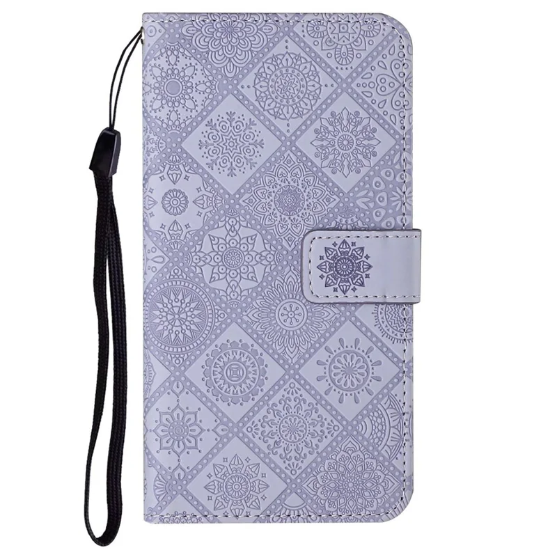 For TECNO Pova 6 Neo Case Leather Case Ethnic Style Wallet Phone Cover with Strap - Purple