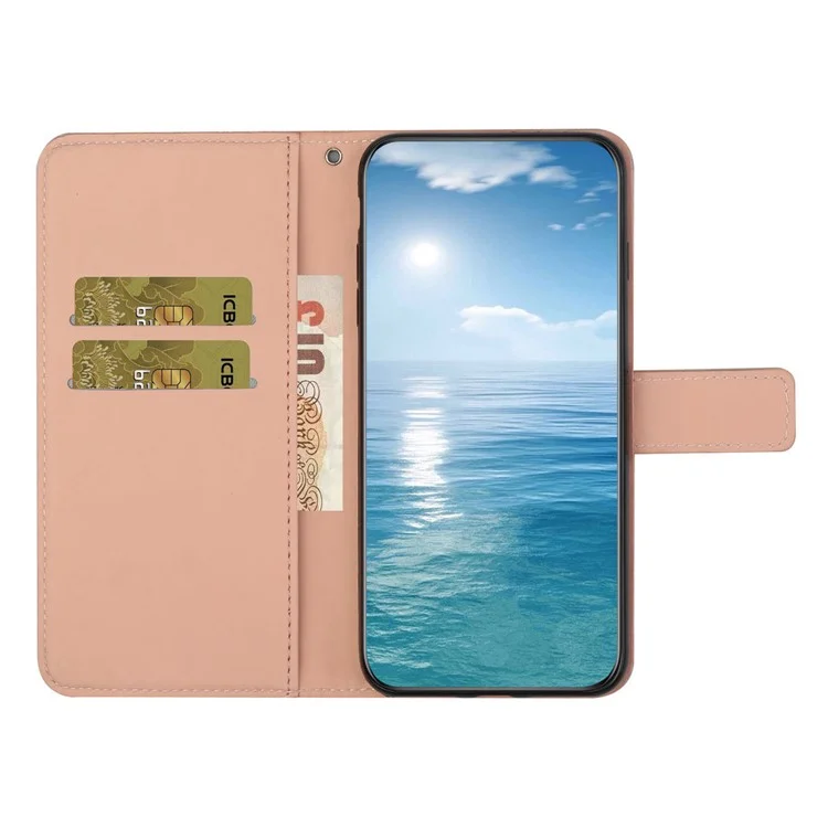 For TECNO Spark Go 2025 / Spark Go 1 / Pop 9 4G Case Leather Case Ethnic Style Wallet Phone Cover with Strap - Pink