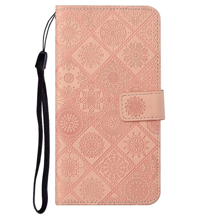 For TECNO Spark Go 2025 / Spark Go 1 / Pop 9 4G Case Leather Case Ethnic Style Wallet Phone Cover with Strap - Pink