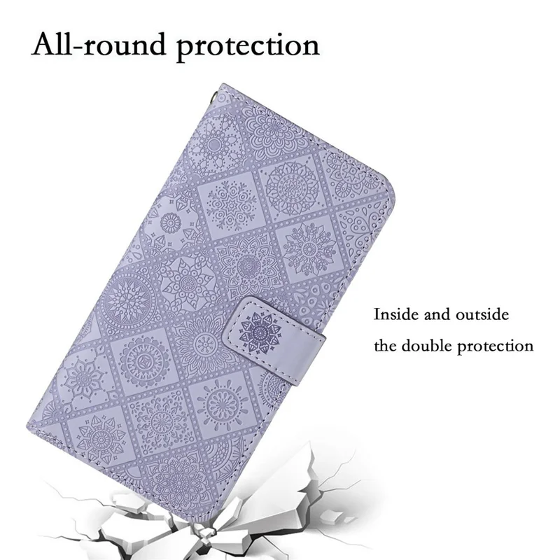 For TECNO Spark Go 2025 / Spark Go 1 / Pop 9 4G Case Leather Case Ethnic Style Wallet Phone Cover with Strap - Purple