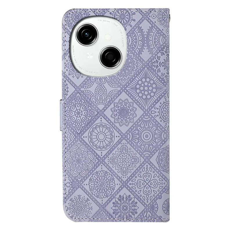 For TECNO Spark Go 2025 / Spark Go 1 / Pop 9 4G Case Leather Case Ethnic Style Wallet Phone Cover with Strap - Purple