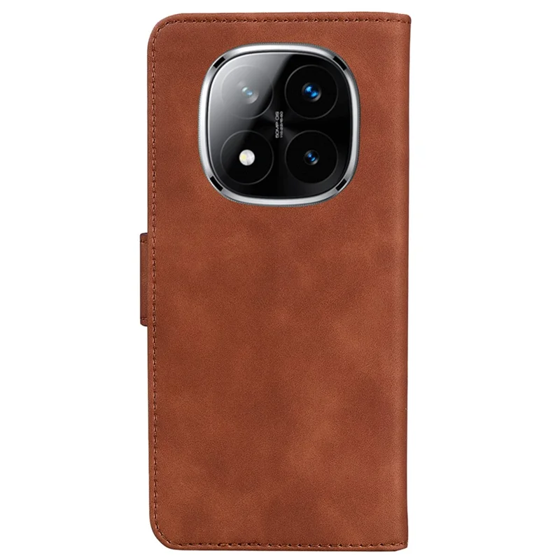 For Xiaomi Redmi Note 14 Pro 5G / Poco X7 5G Case Solid Color Leather Wallet Phone Cover - Brown