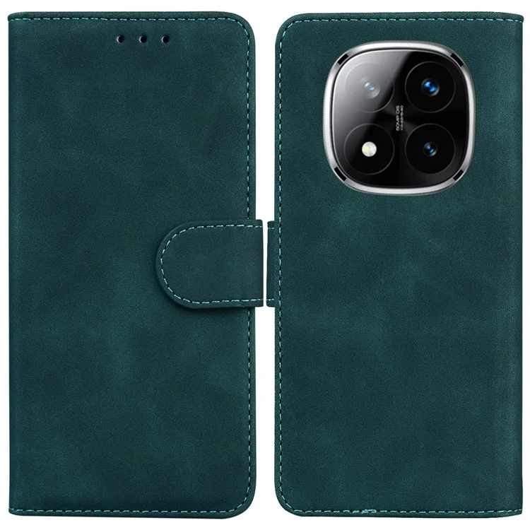 For Xiaomi Redmi Note 14 Pro 5G / Poco X7 5G Case Solid Color Leather Wallet Phone Cover - Green