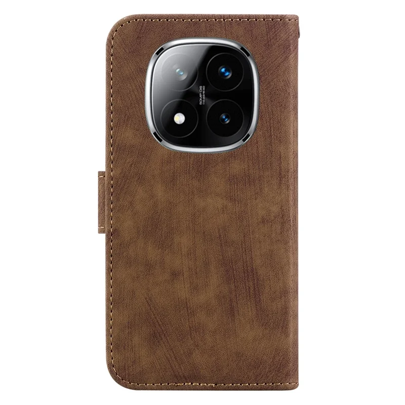 Til Xiaomi Redmi Note 14 Pro 5G / Poco X7 5G tegnebogstilfælde med tigertryk i læder stødfast telefonbeskyttelse - Brun