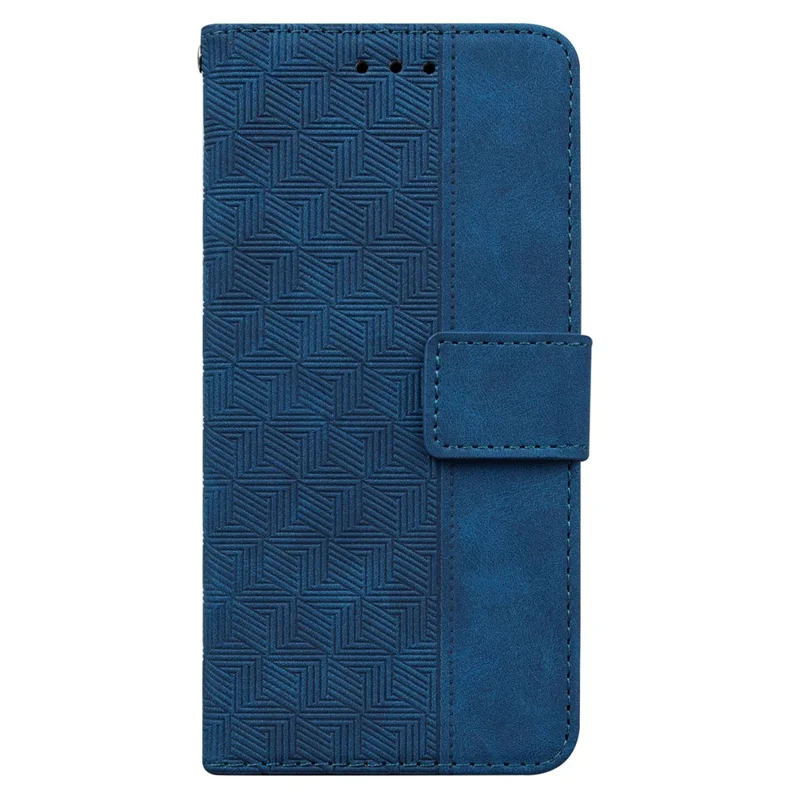 For Xiaomi Redmi Note 14 Pro 5G / Poco X7 5G Case Geometry Pattern Leather Wallet Phone Cover with Wrist Strap - Blue